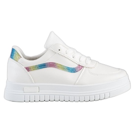 SHELOVET Hvide sneakers med glitterindsats