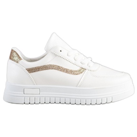 SHELOVET Hvide sneakers med glitterindsats