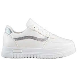 SHELOVET Hvide sneakers med glitterindsats