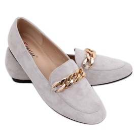 Grå Loafers med kæde LL-237P Grå