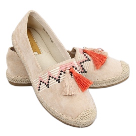 Boho espadrilles med en frynset beige LX-3R11 Beige