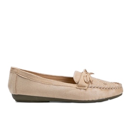 Beige mokasiner med åbent Maura -mønster