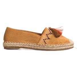 Best Shoes Moderigtige espadriller med ornamenter brun