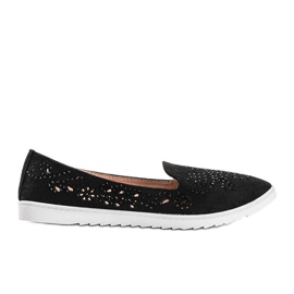 Sorte åbent loafers med Brianna cubic zirconia
