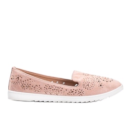 Lyserøde openwork loafers med Brianna cubic zirconia