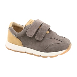 Læder Drenge Casual Sko Mazurek 1362 Velcro brun gul