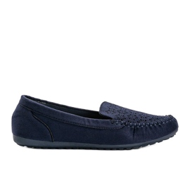 Marineblå loafers med en åbent tå Frida marine blå
