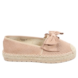 Dame beige og lyserøde espadriller J131-22 Beige