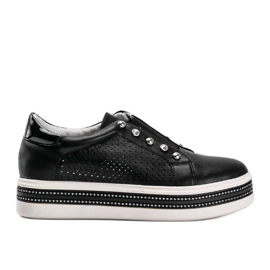 Sorte sneakers fra Slip On dekoreret med Beatriz cubic zirconia