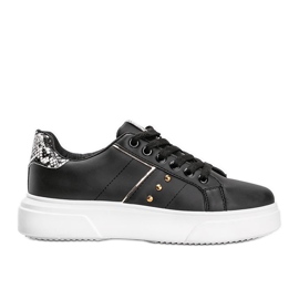 Sorte sneakers med motiv af slangeskind fra Ellen
