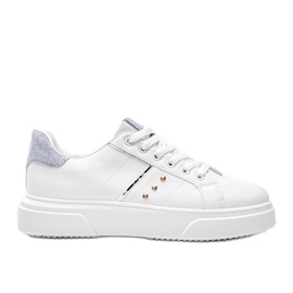 Hvide sneakers med blå Ellen eco-ruskind indsats