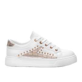 Hvide sneakers med gyldent Gloria -tilbehør