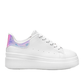 Hvide sneakers med et holografisk Lillian -indlæg
