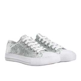 Grønne sneakers med et metallisk slangeskindstema Melinda