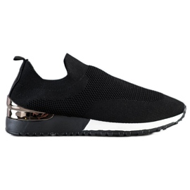 SHELOVET Tekstil Openwork Sneakers sort