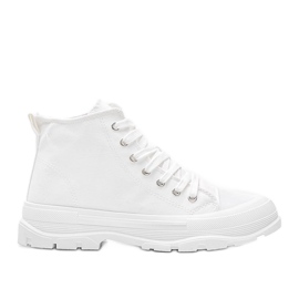 Hvide høje sneakers på en tyk Evelin sål