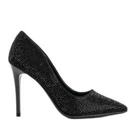 Sort skinnende pumps på Luisa -hælen