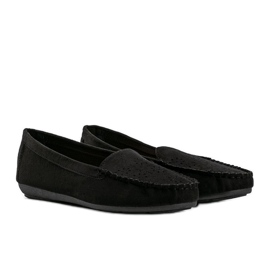 Sorte loafers med en åbent Justine -tå