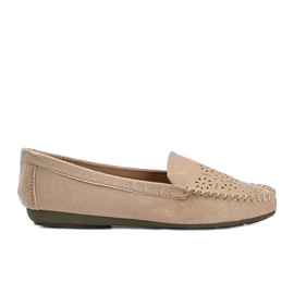 Beige loafers med en åbent Justine -tå
