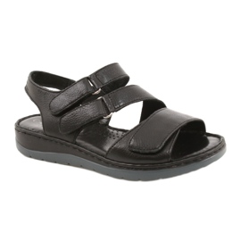 Caprice Komfortable lædersandaler med velcro 28152-26 sort