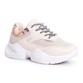 PS1 Sportssko til kvinder Snakeskin Beige Giselle brun gylden