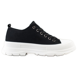 SHELOVET Sorte sneakers på platformen