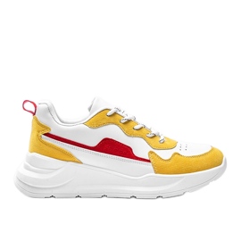Hvide sneakers med gult Alexia -tilbehør