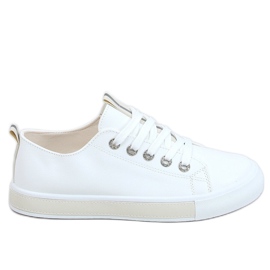 Kvinders hvide og beige sneakers A88-87 Beige