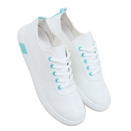 Hvide og blå sneakers til kvinder LA42 Blå
