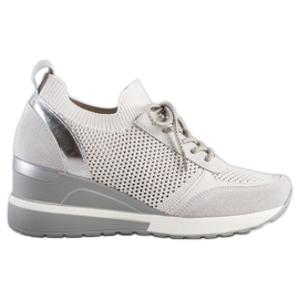 VINCEZA openwork sneakers grå
