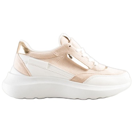 SHELOVET Stilfulde ruskindsneakers beige hvid