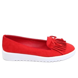 Røde loafers med frynser 6429 Rød