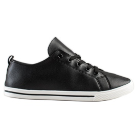 SHELOVET Komfortable lave sneakers sort