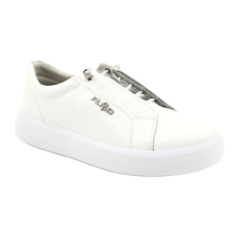 Filippo Stilfulde lædersneakers DP2041 / 21 WH hvid sølv
