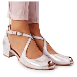 Læder Højhælede sandaler Maciejka 04509-45 Beige-guld gylden