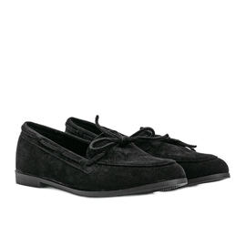 Sort Kierra loafers med øko-ruskind
