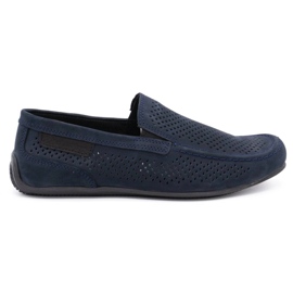 Polbut Mænds læder loafers 2105P marineblå
