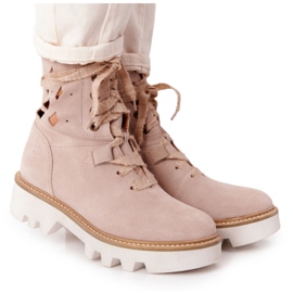 Suede Openwork Støvler Maciejka Beige 05033-04 brun