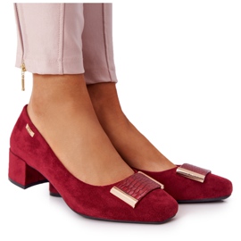Ruskindpumps på hæl Sergio Leone PB142 Burgundy rød flerfarvet