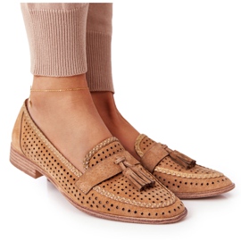 Openwork Loafers Sergio Leone MK735 Camel brun flerfarvet