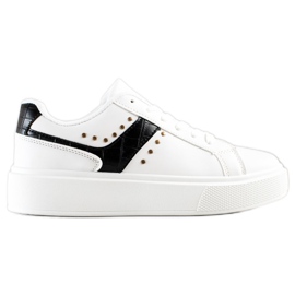 SHELOVET Casual Eco Leather Sneakers hvid sort
