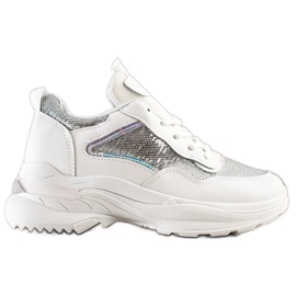 SHELOVET Sneakers med pailletter hvid