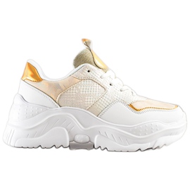Weide Eco Leather Snake Print Sneakers hvid gylden