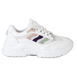 SHELOVET Sneakers med farverige striber hvid