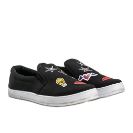 Sort stof sneakers med Anais patches