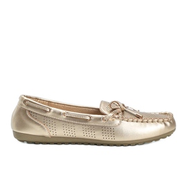 Golden Esther loafers med øko-læder og åbent arbejde gylden