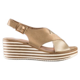Golden Sandals On Wedge Sergio Leone gylden