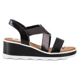 Weide Skinnende kile sandaler sort