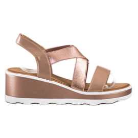 Weide Skinnende kile sandaler gylden