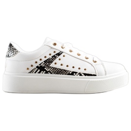SHELOVET Hvide sneakers på platformen sort